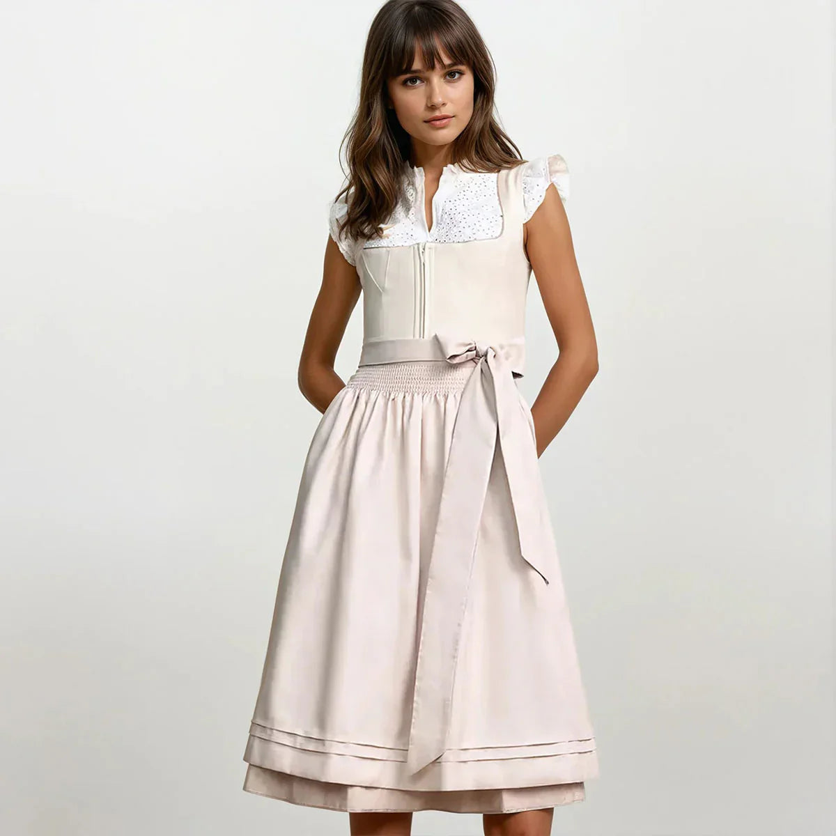 Klassisches Midi-Dirndl mit Schürze | elegant und klassisch für festliche und traditionelle Anlässe
