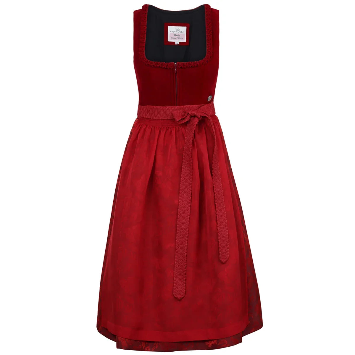 MarJo Dirndl Größe 36 in Wine mit abnehmbaren Flügelärmeln und Schürze für Oktoberfest