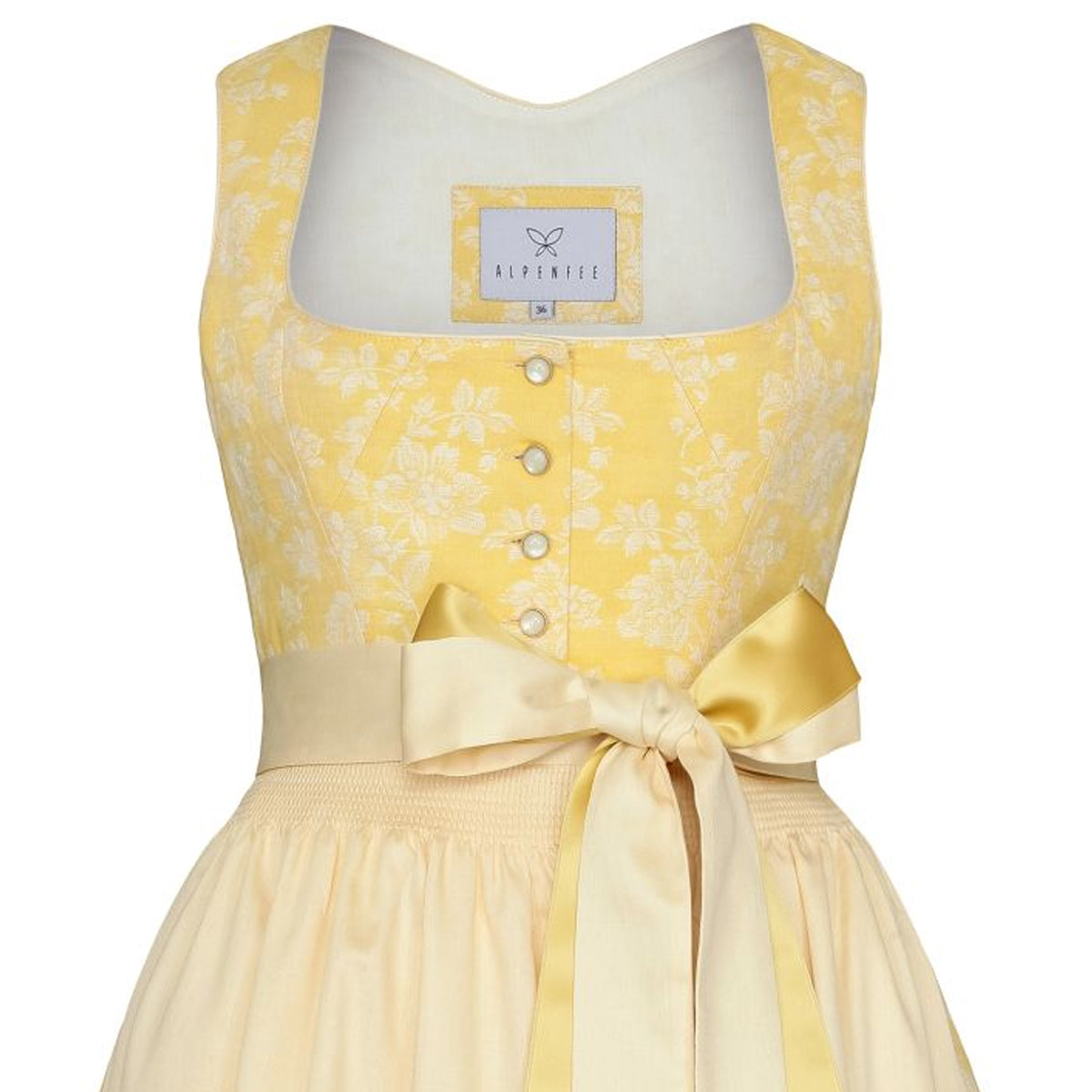 Alpenfee Dirndl Alma Gelb Blumenmuster 70cm - Datschi Trachten