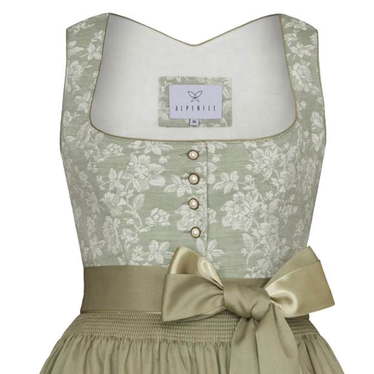 Alpenfee Dirndl Alma Mint Grün Blumenmuster 70cm - Datschi Trachten
