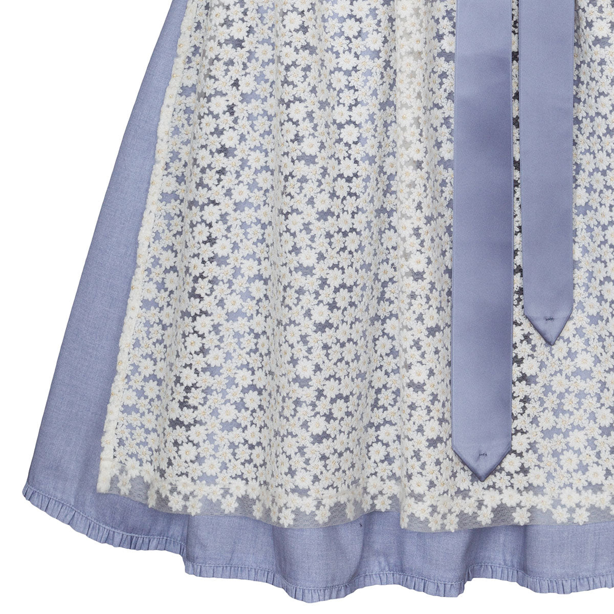 Alpenfee Dirndl Lara Hellblau 60cm Hochgeschlossen Blumenmuster