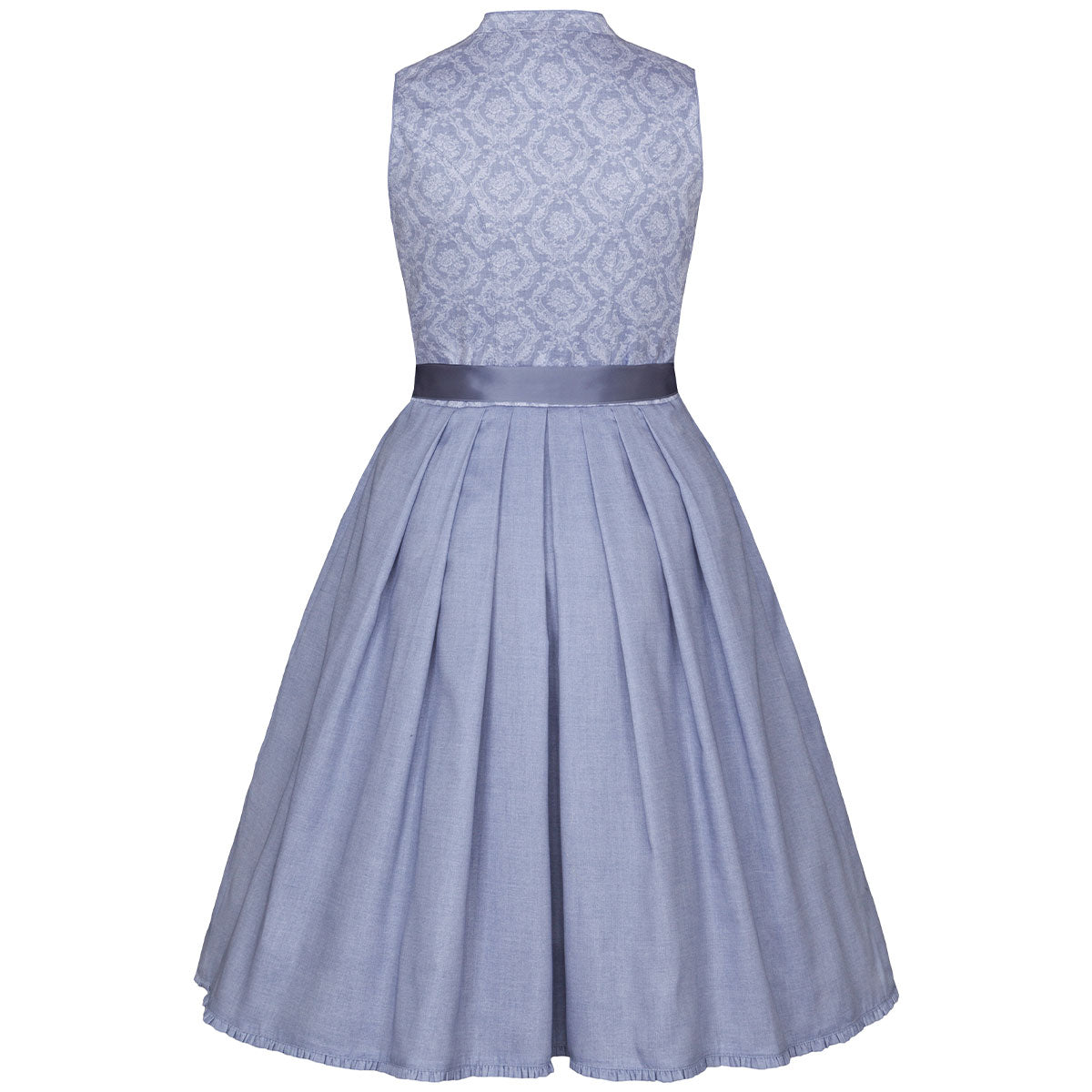 Alpenfee Dirndl Lara Hellblau 60cm Hochgeschlossen Blumenmuster