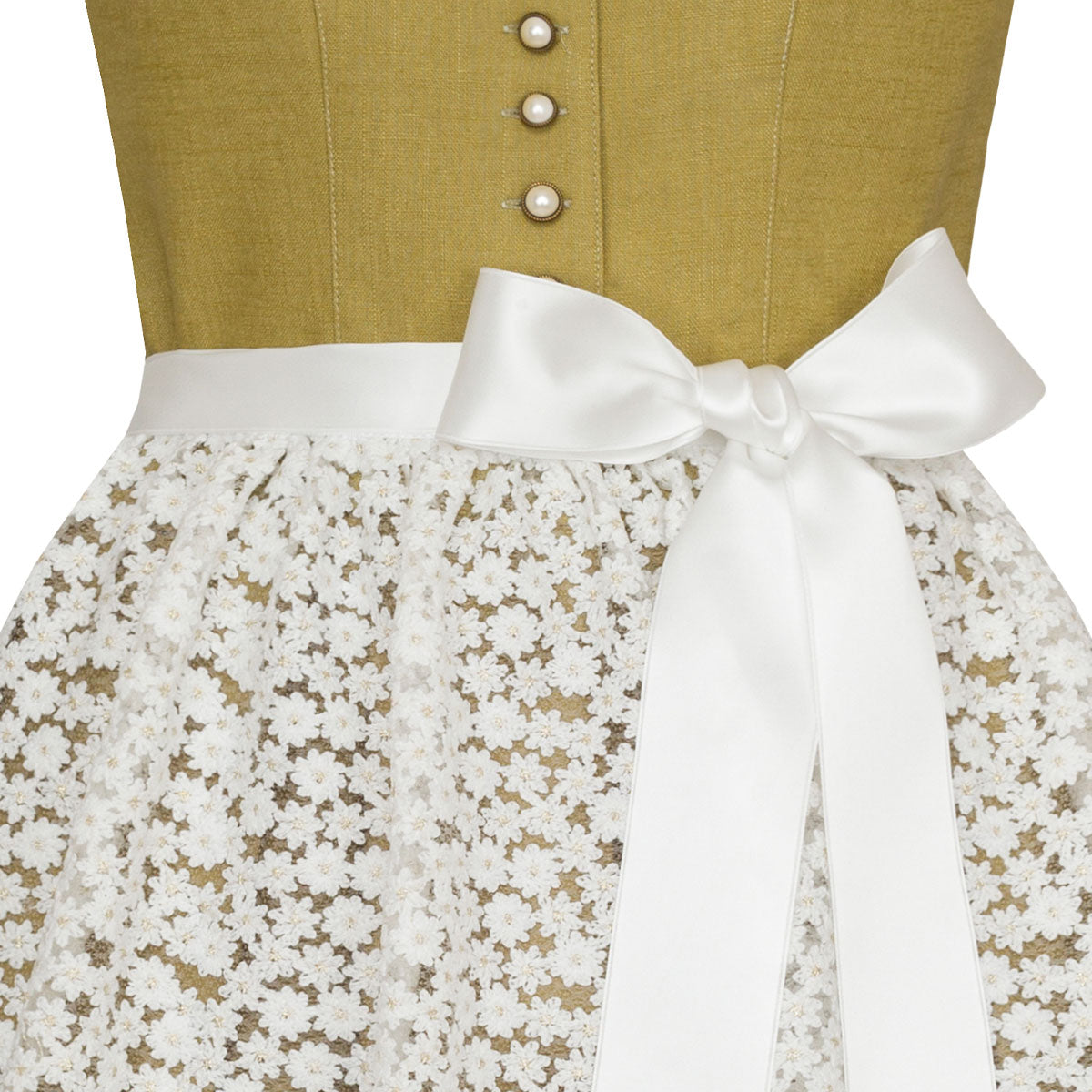 Alpenfee Dirndl Xara Moos Grün Hochgeschlossen 60cm