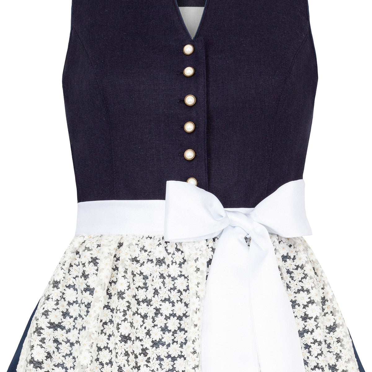 Alpenfee Dirndl Xara Dunkelblau Hochgeschlossen 60cm - Datschi Trachten