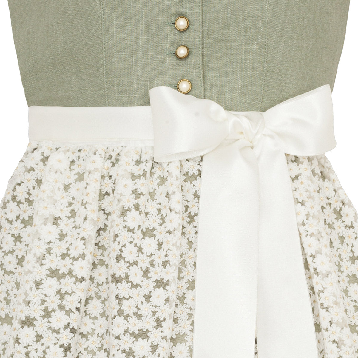 Alpenfee Dirndl Xara Mint Grün Hochgeschlossen 60cm - Datschi Trachten