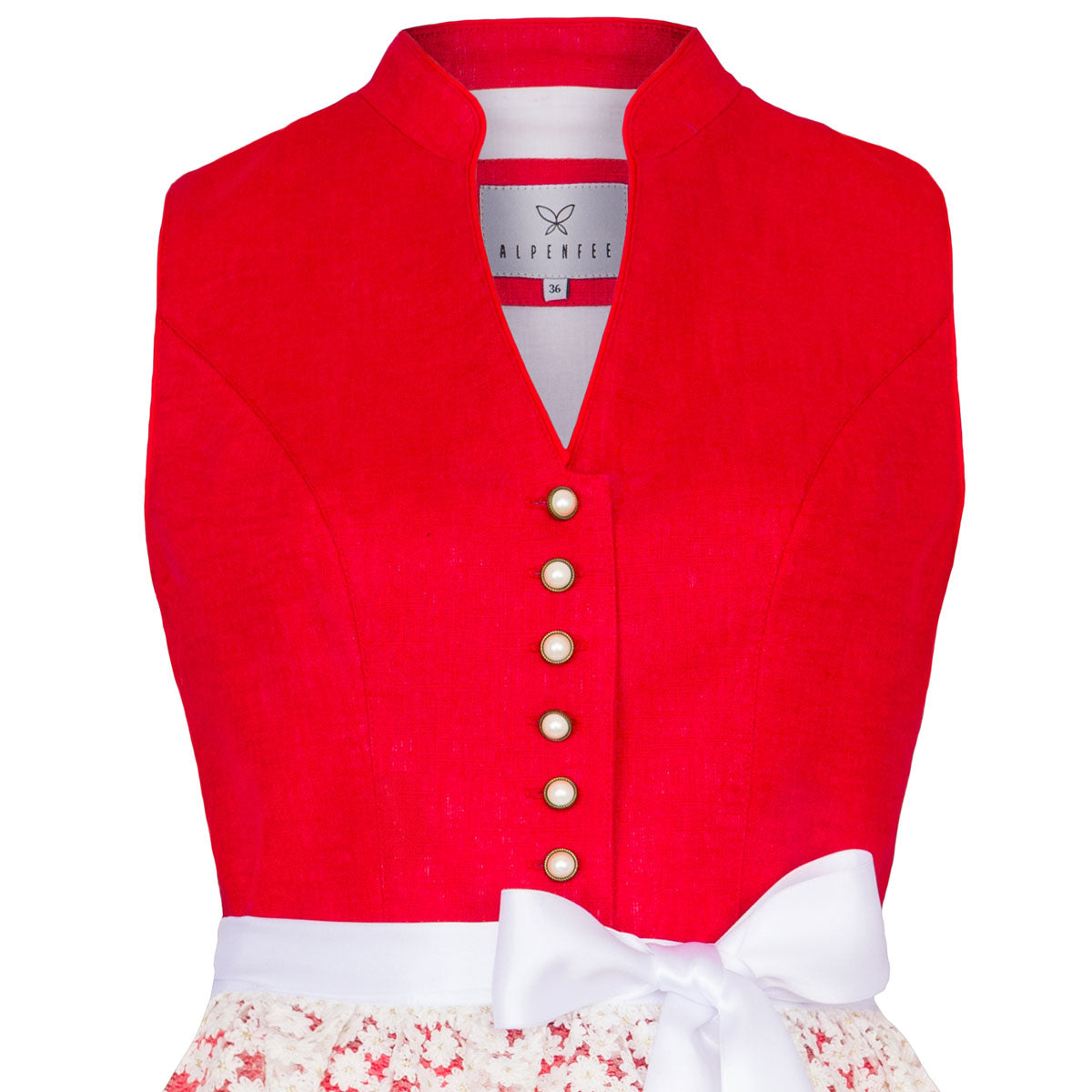 Alpenfee Dirndl Xara Rot Hochgeschlossen 60cm - Datschi Trachten