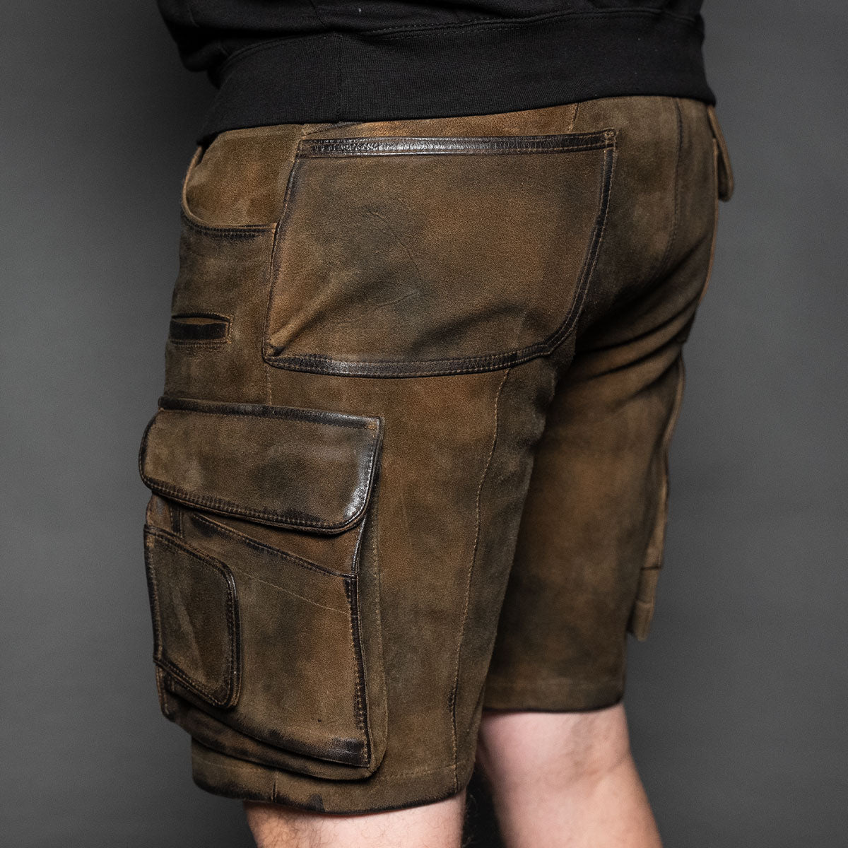 Datschi Trachten Cargo Lederhose Xaver Shorts Braun