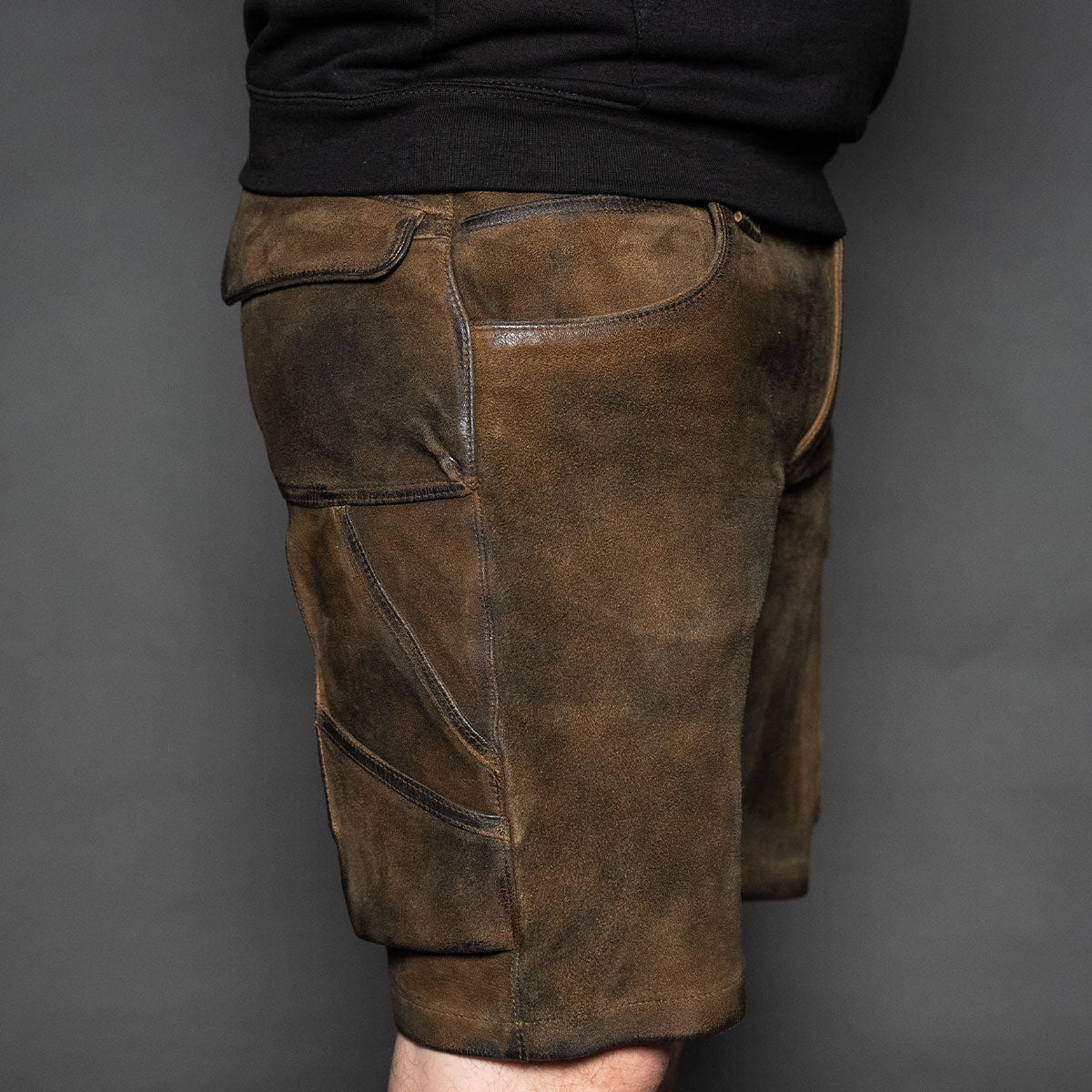 Datschi Trachten Cargo Lederhose Xaver Shorts Braun