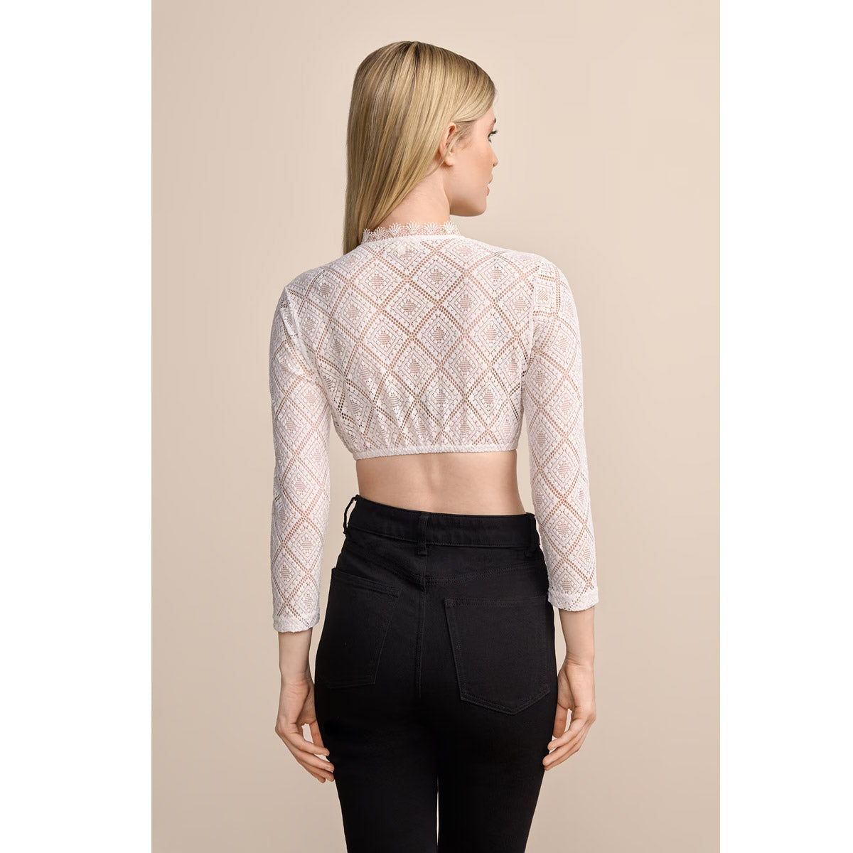 Krüger Dirndlbluse Kendall Spitzenborte Weiß/Ecru - Datschi Trachten