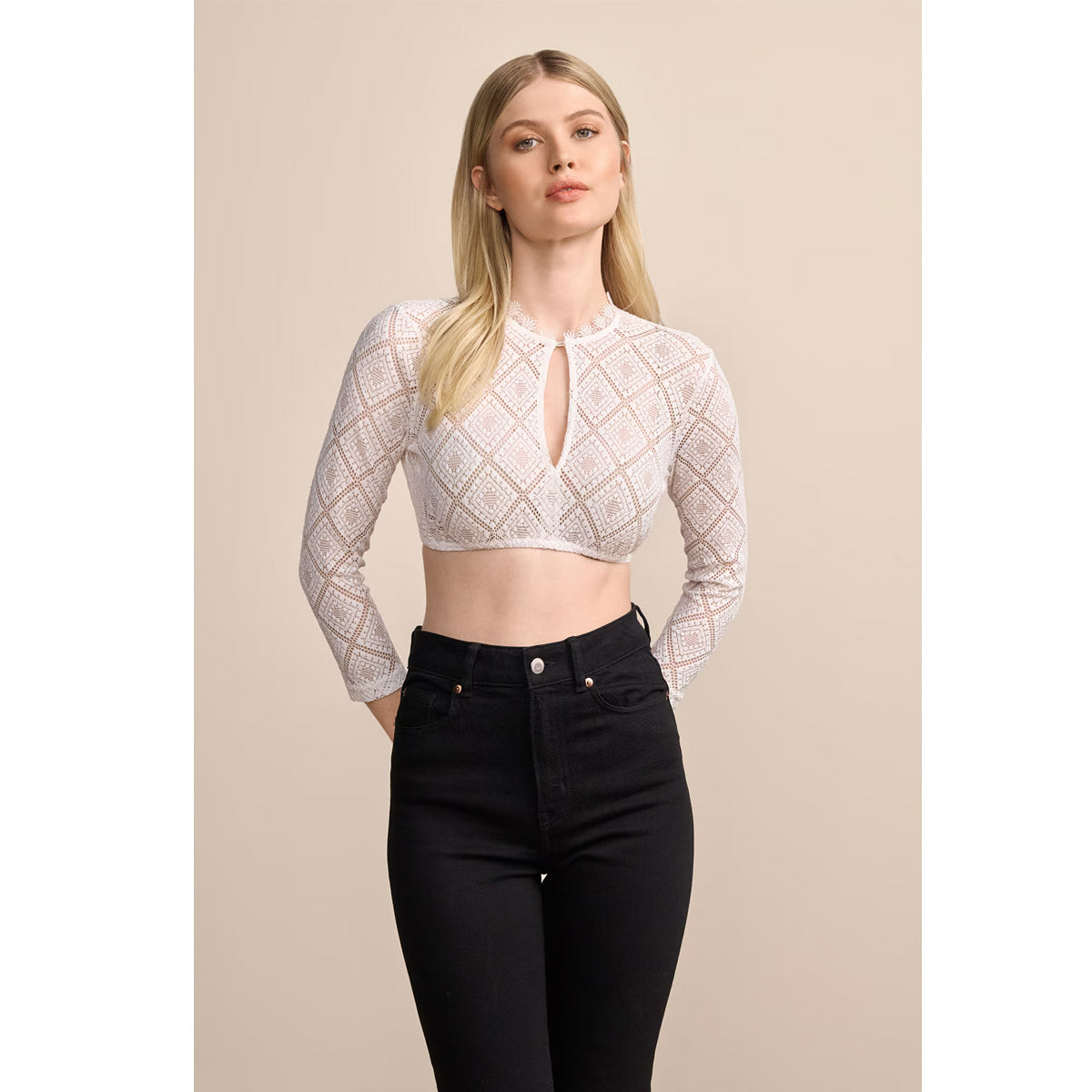 Krüger Dirndlbluse Kendall Spitzenborte Weiß/Ecru - Datschi Trachten