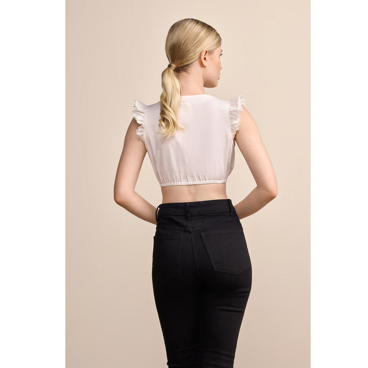 Krüger Dirndlbluse Zua Flügelarm Weiß - Datschi Trachten