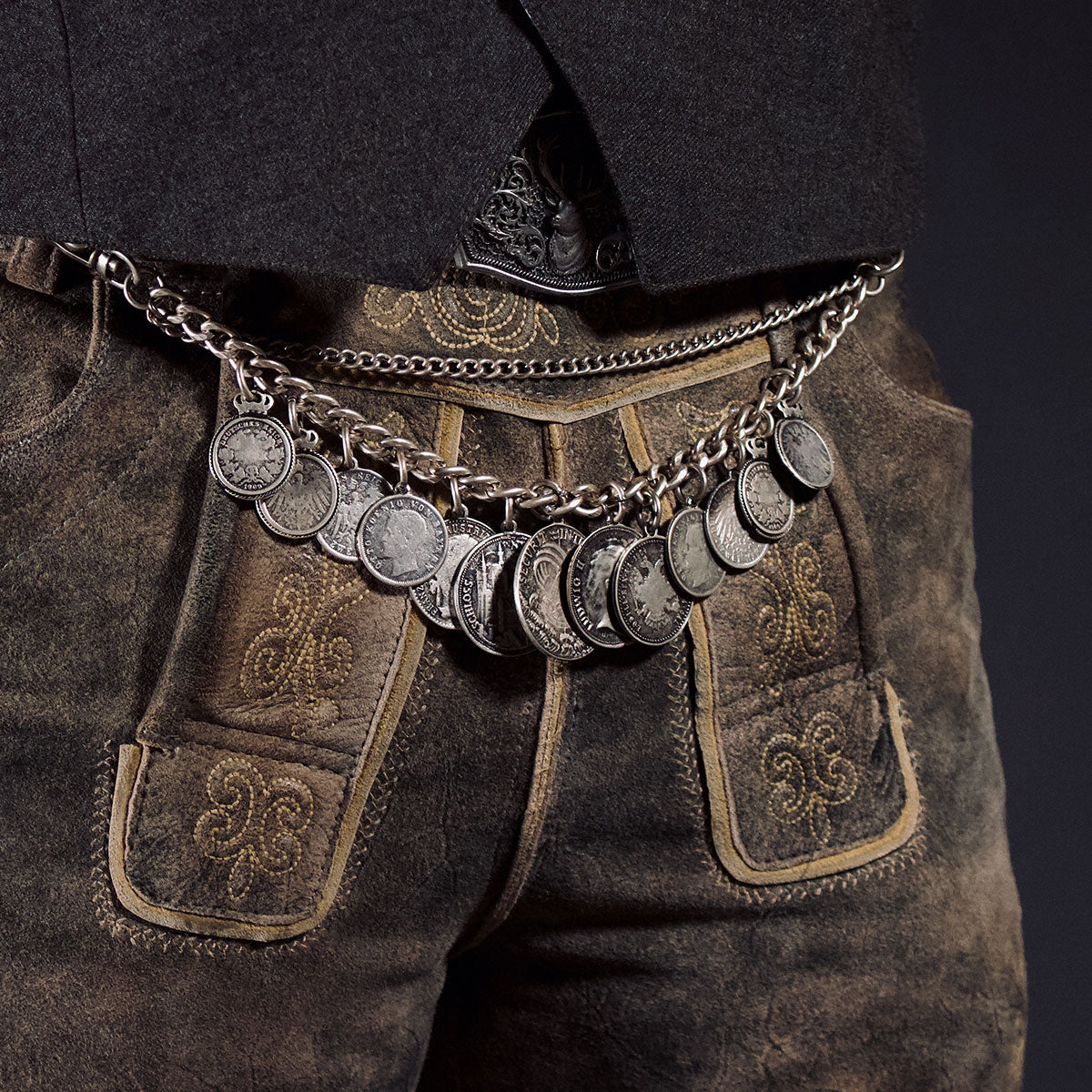 Datschi Trachten Charivari 2 Reihig 13 Münzen - Datschi Trachten