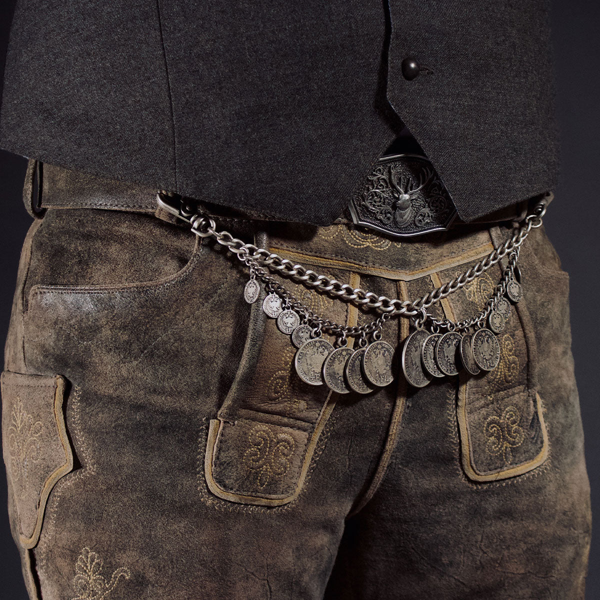 Datschi Trachten Charivari 2 Reihig 17 Münzen - Datschi Trachten