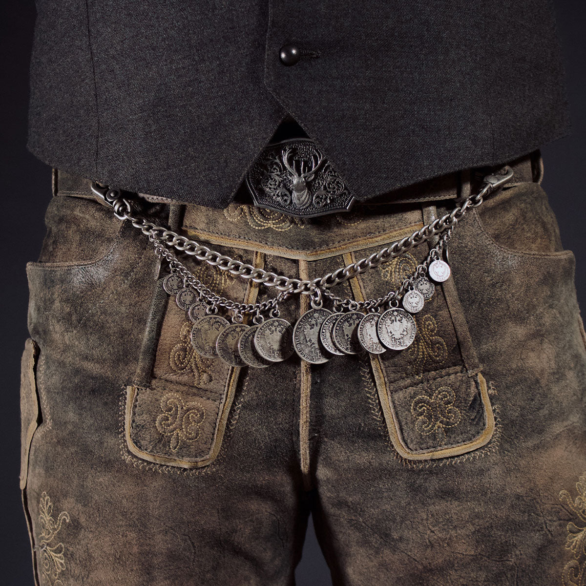 Datschi Trachten Charivari 2 Reihig 17 Münzen - Datschi Trachten