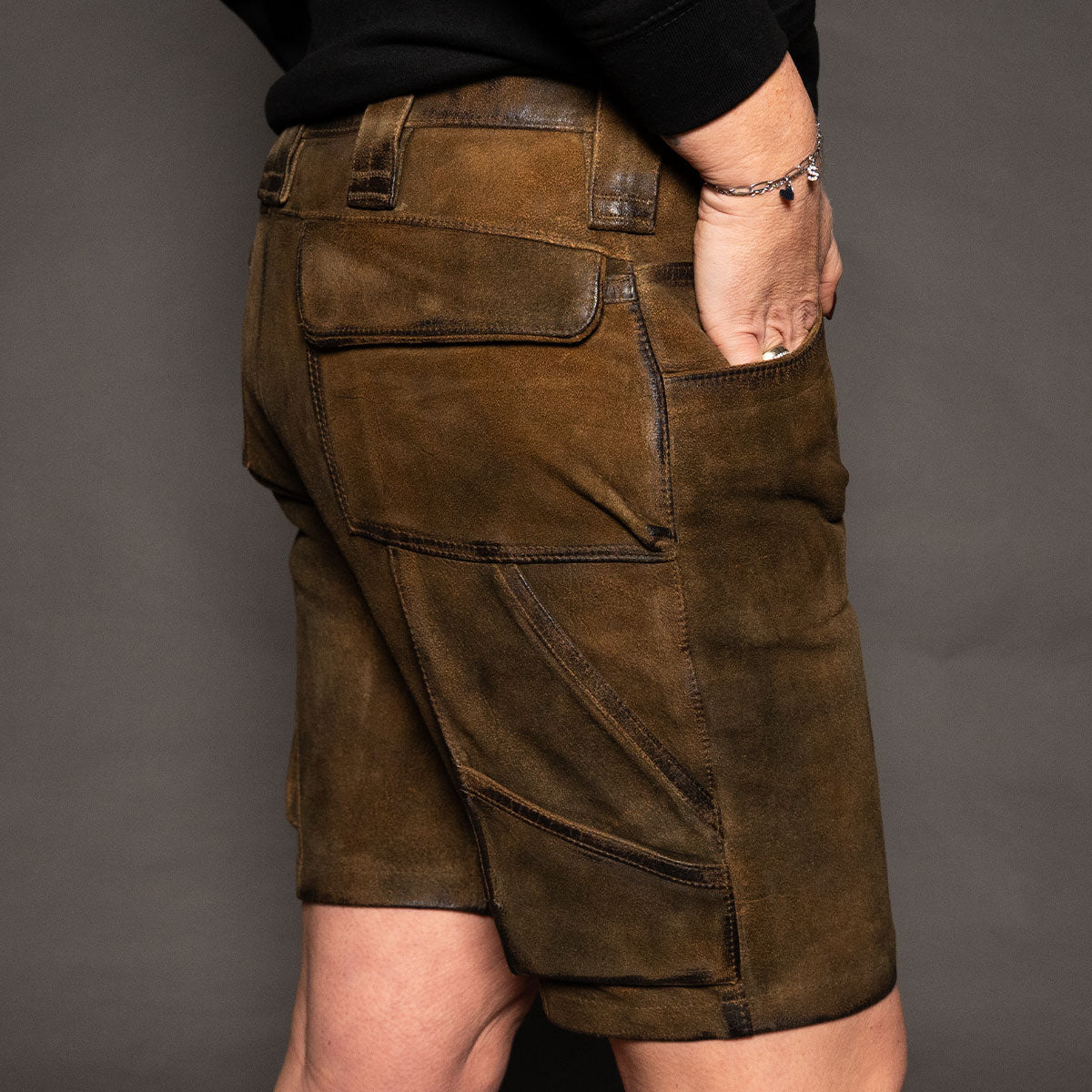 Datschi Trachten Damen Arbeits Lederhose Vroni Braun Wildbock Leder