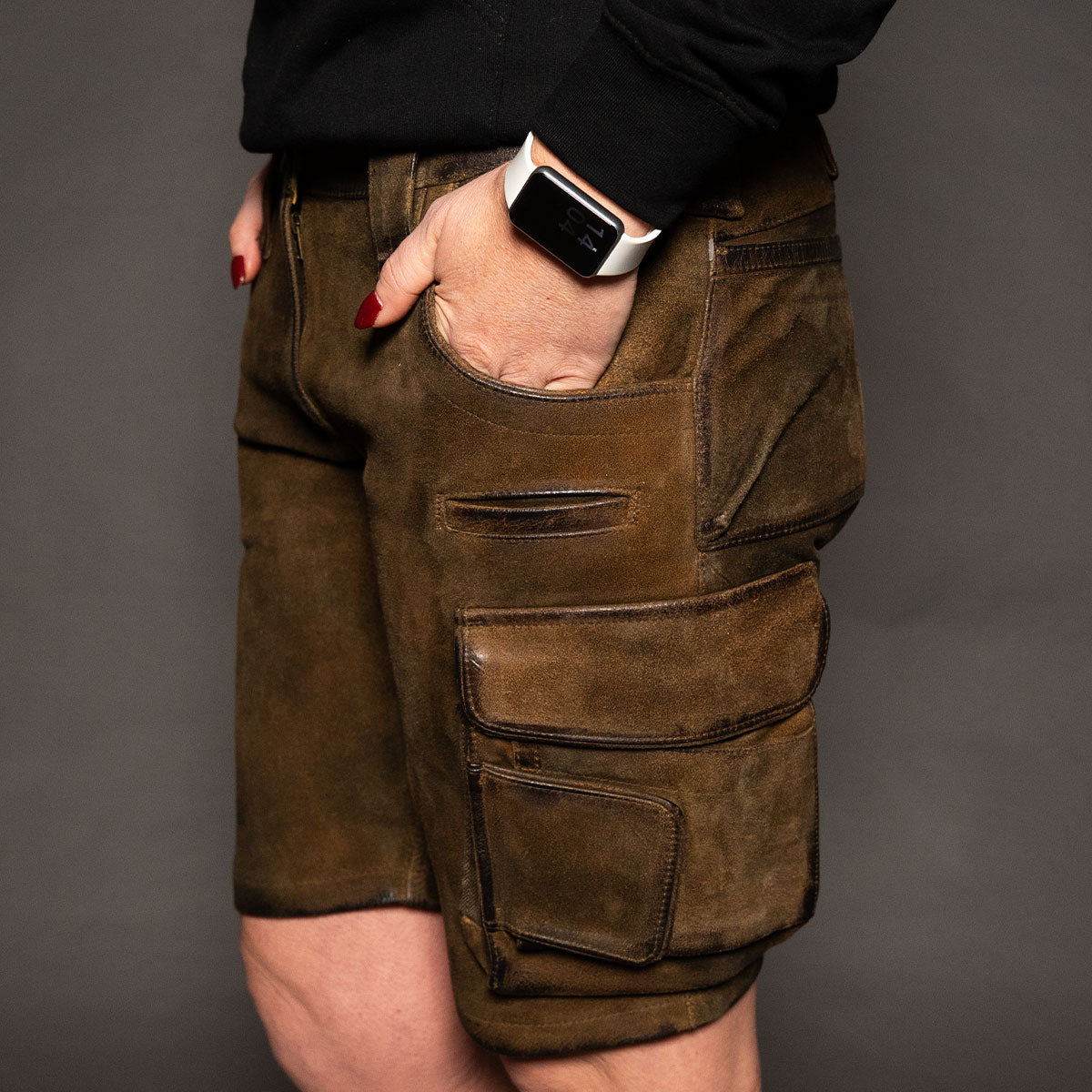 Datschi Trachten Damen Arbeits Lederhose Vroni Braun Wildbock Leder