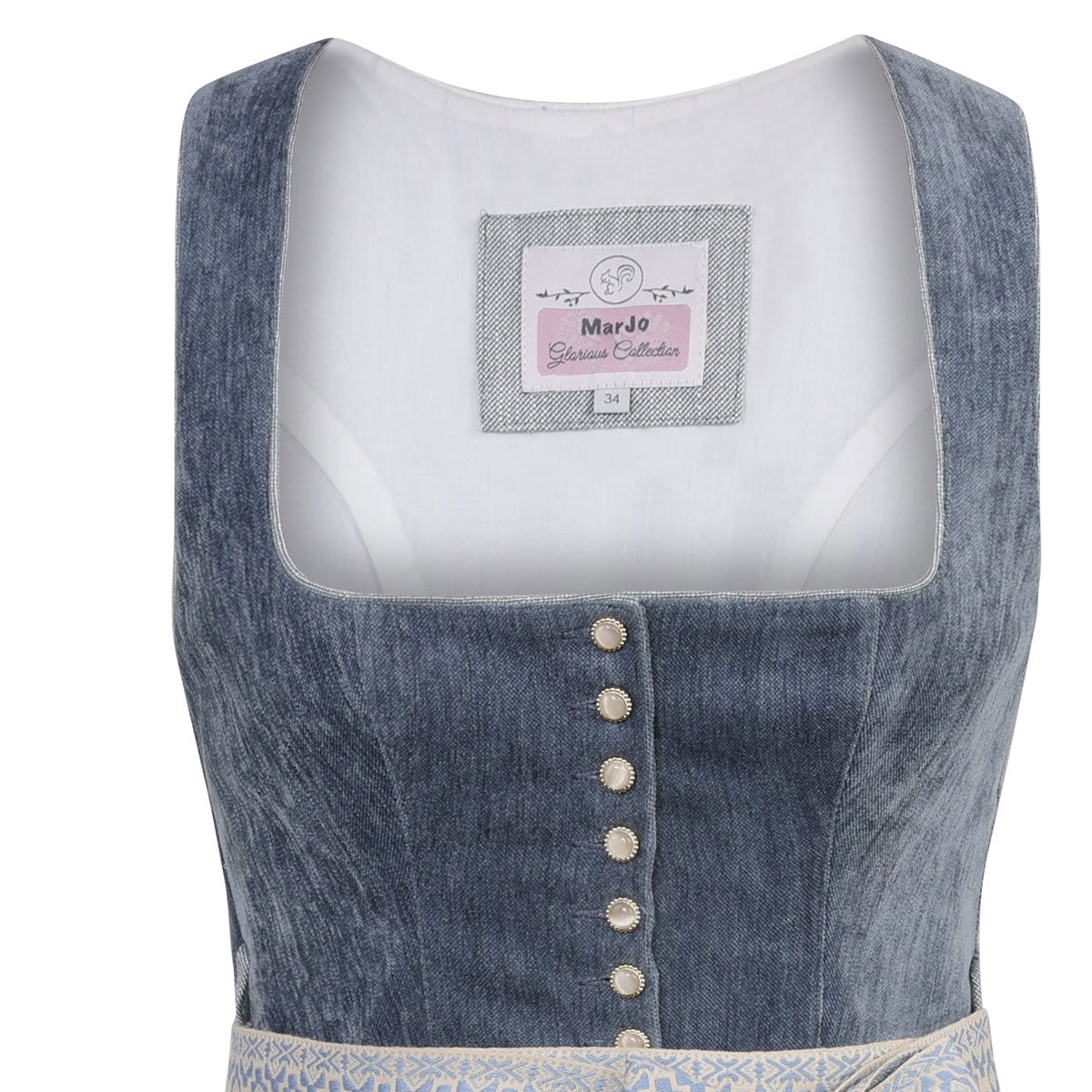 MarJo Dirndl Leopoldsdorf Vintage Himmelblau 70 cm - Datschi Trachten