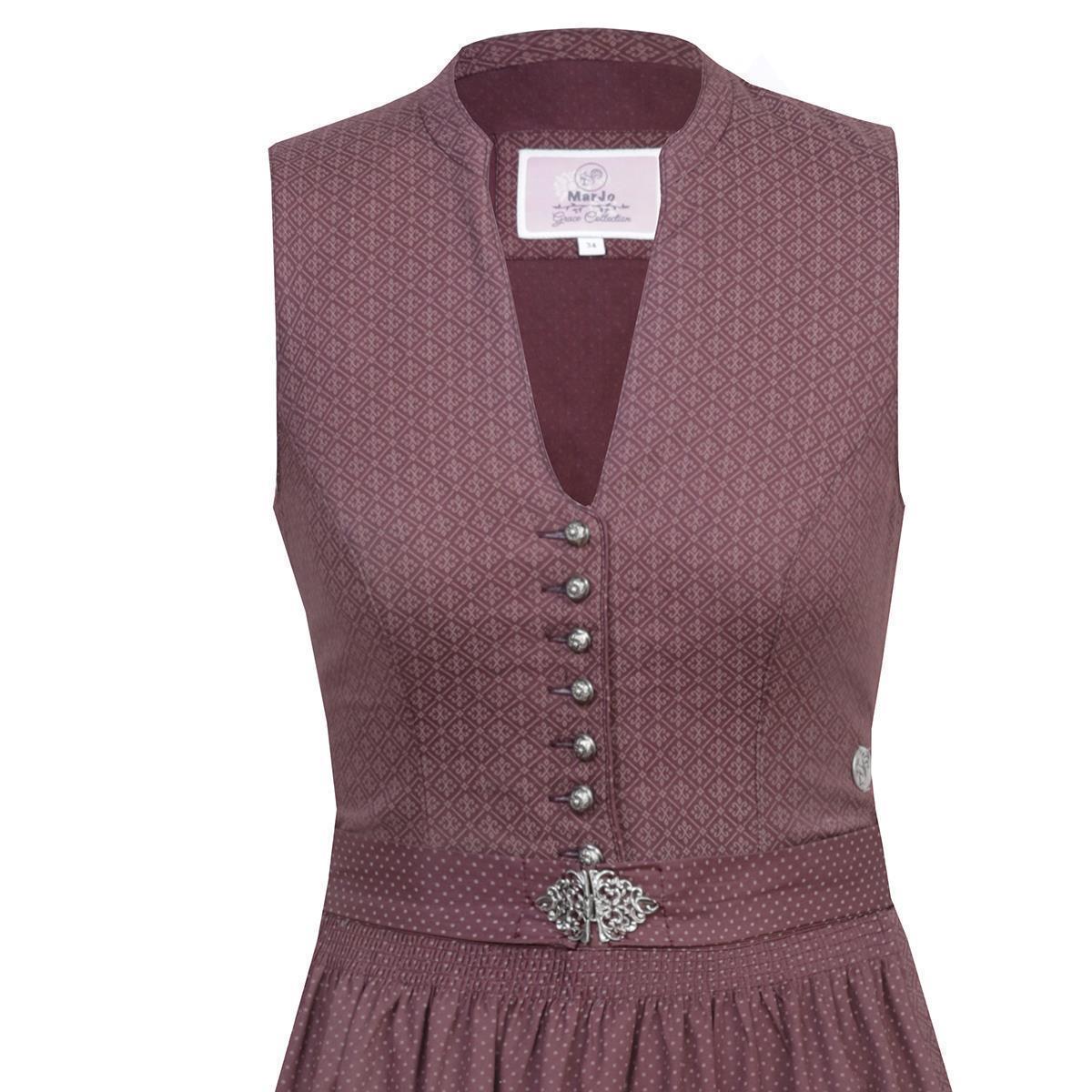 MarJo Dirndl Karina Weinrot/Bordeaux V-Ausschnitt 65cm - Datschi Trachten