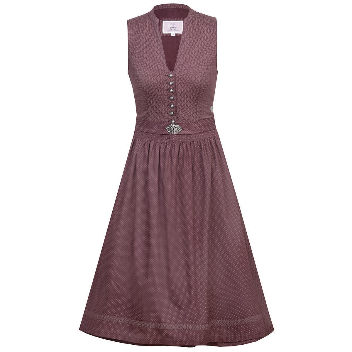 MarJo Dirndl Karina Weinrot/Bordeaux V-Ausschnitt 65cm mit Knöpfe und Schließe Farbe: Rot,  Burgundy,  Kirsche