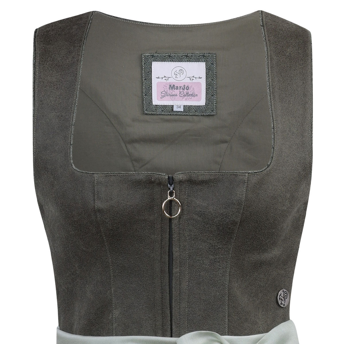 MarJo Dirndl Petershausen Artischocke Jadegrün Lederoptik-Mider 70 cm - Datschi Trachten