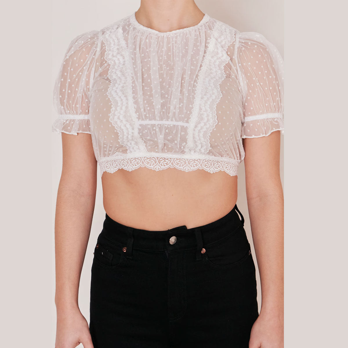 Krüger Dirndlbluse Kelly Ecru Transparent