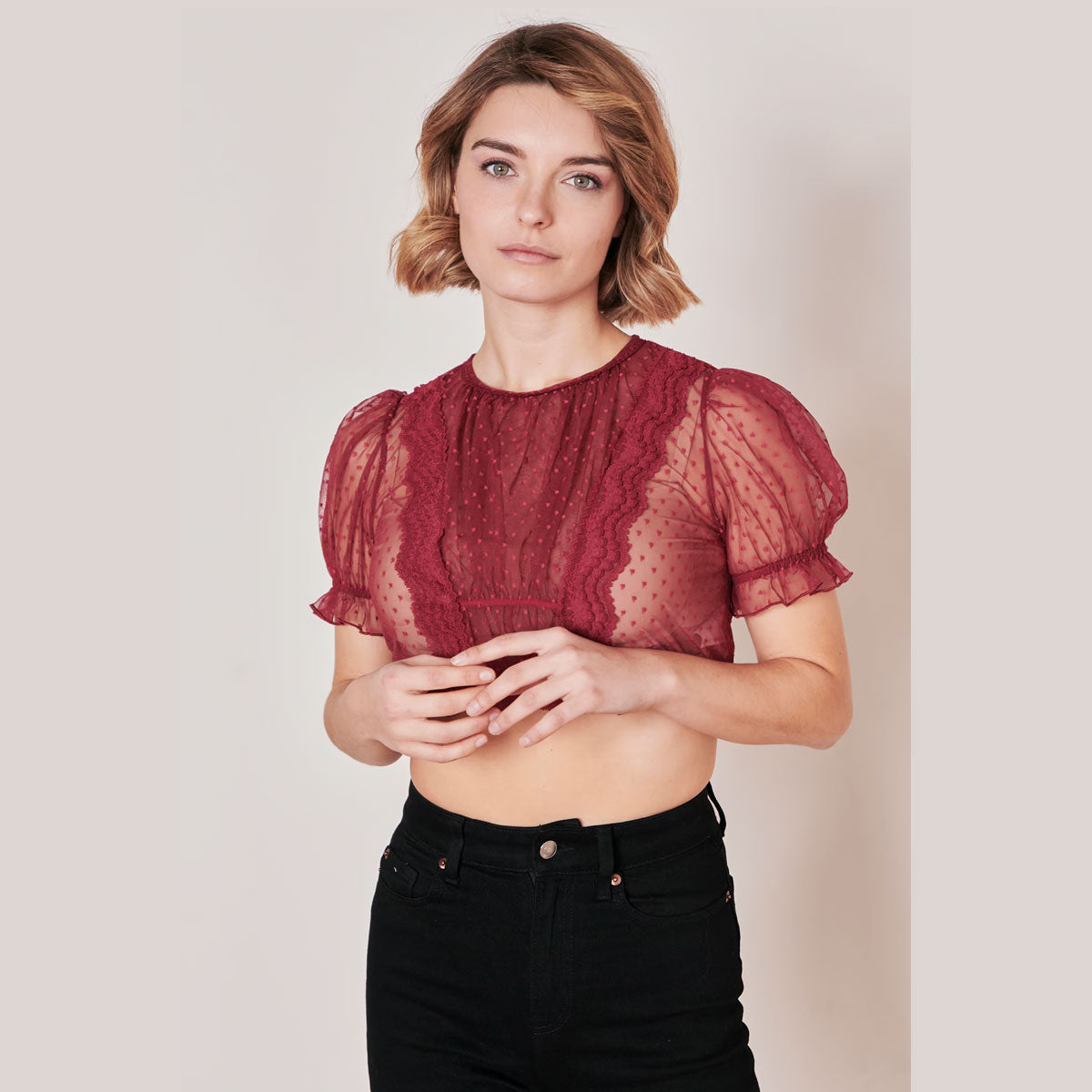 Krüger Dirndlbluse Kelly Rot Transparent