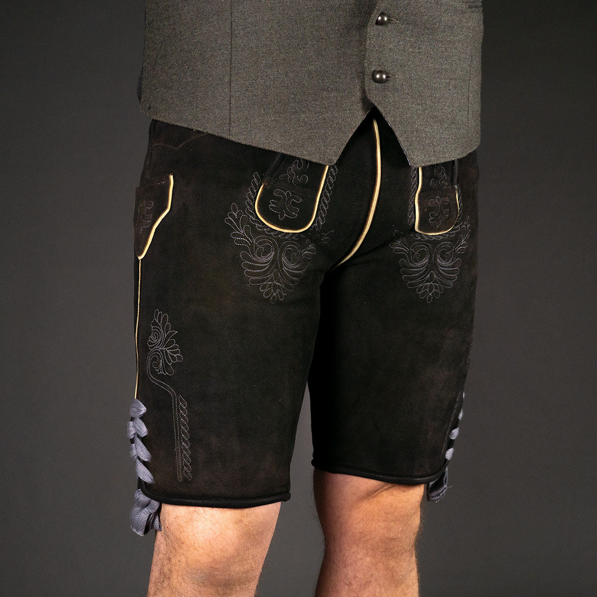 Datschi Trachten Lederhose Eugen Braun Anthrazit - Datschi Trachten