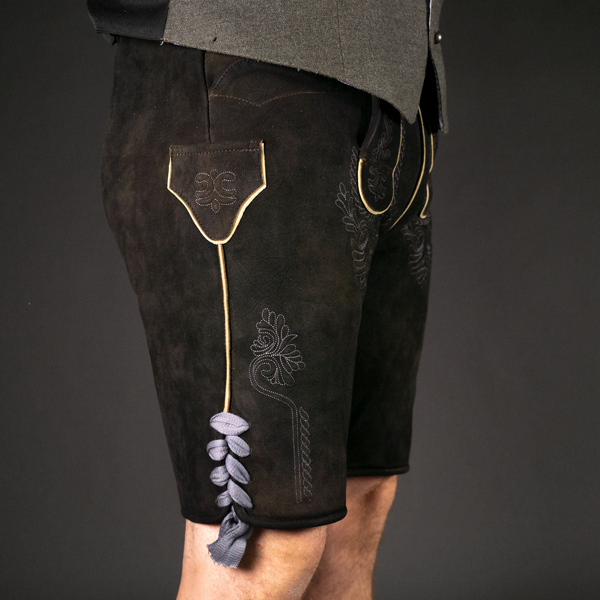 Datschi Trachten Lederhose Eugen Braun Anthrazit - Datschi Trachten