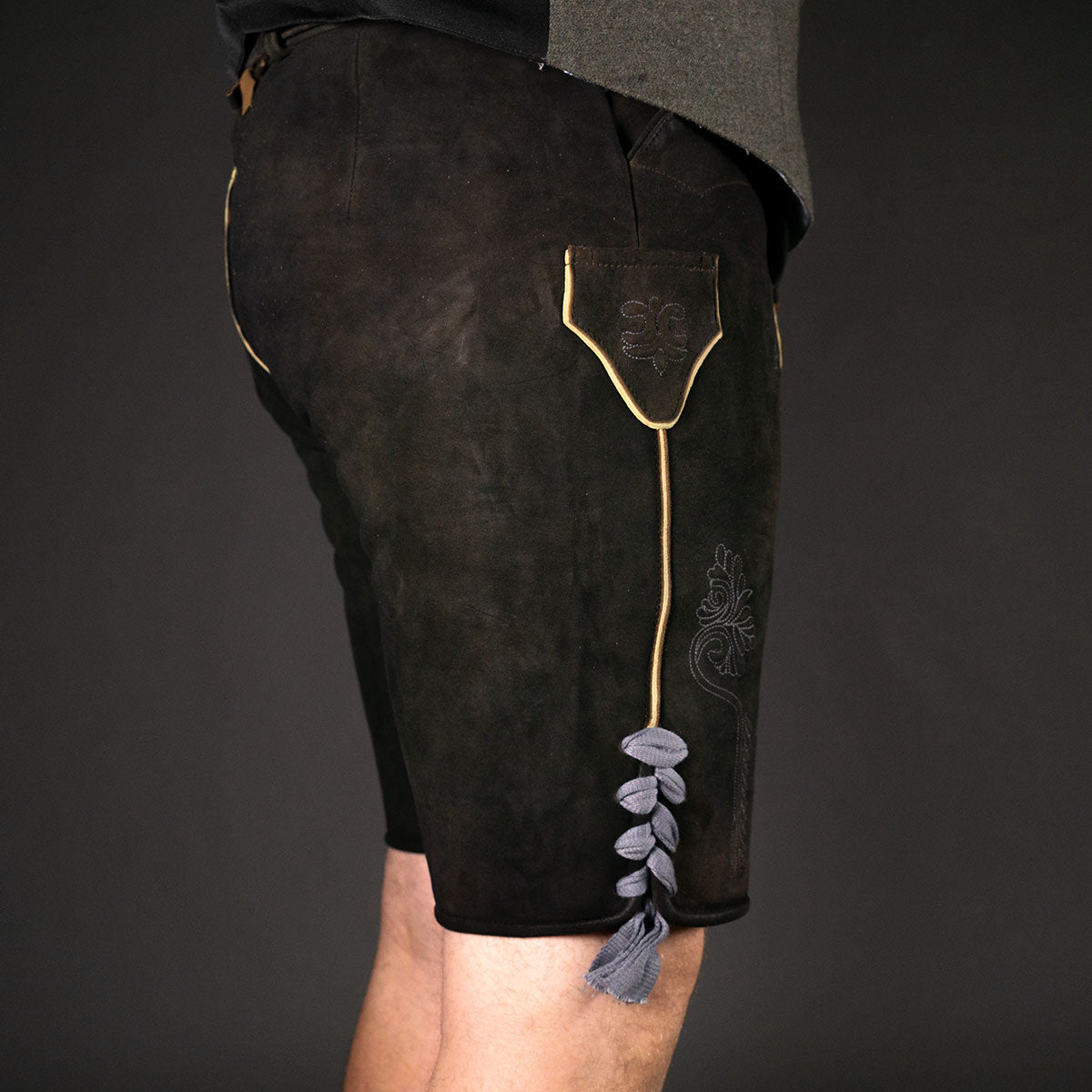 Datschi Trachten Lederhose Eugen Braun Anthrazit - Datschi Trachten