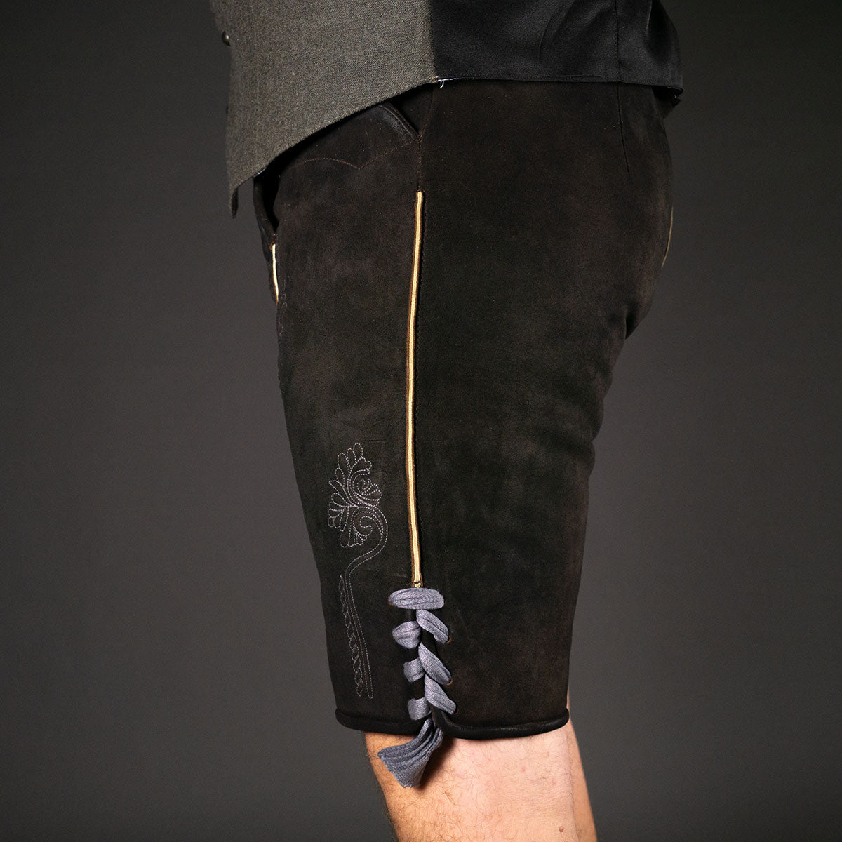 Datschi Trachten Lederhose Eugen Braun Anthrazit - Datschi Trachten