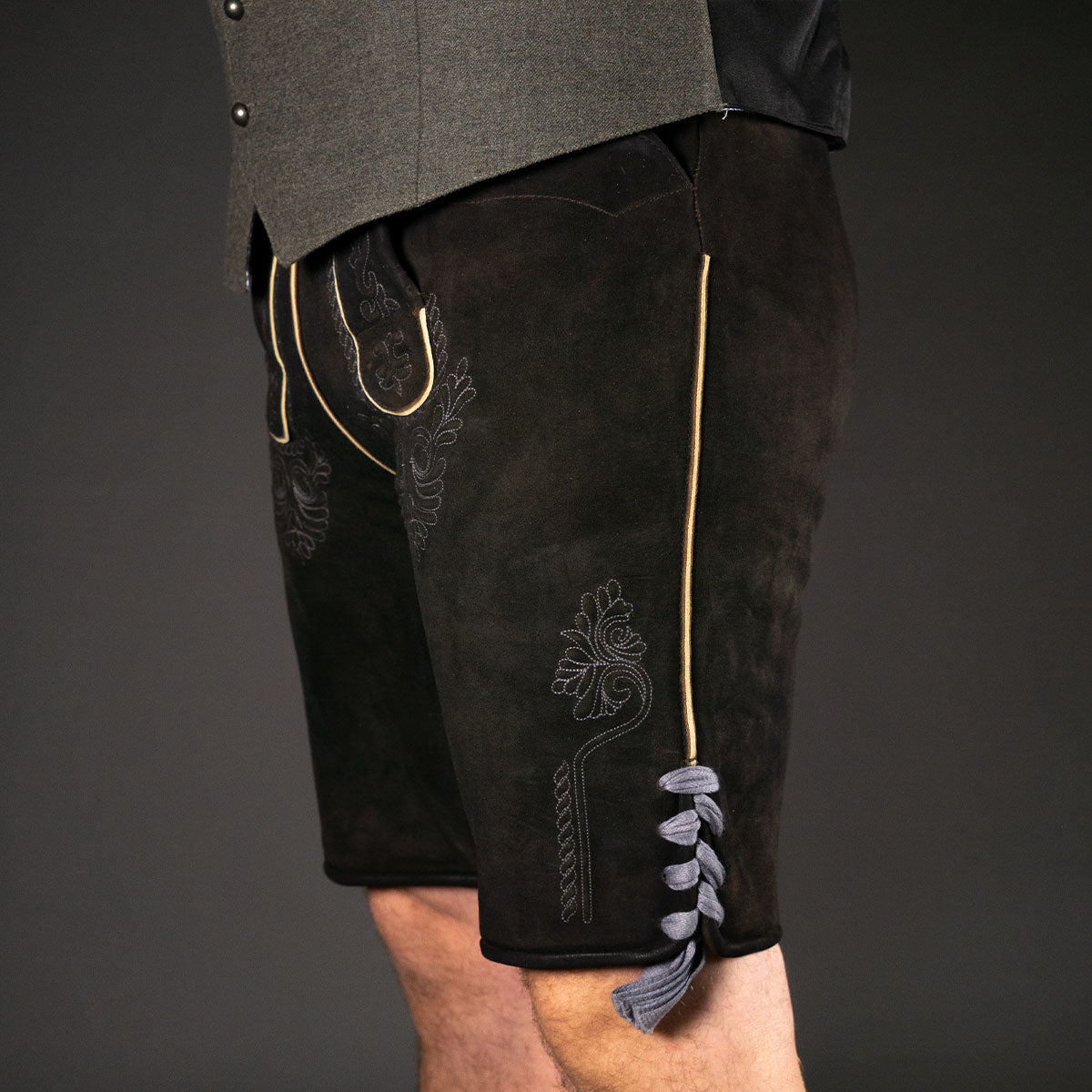 Datschi Trachten Lederhose Eugen Braun Anthrazit - Datschi Trachten