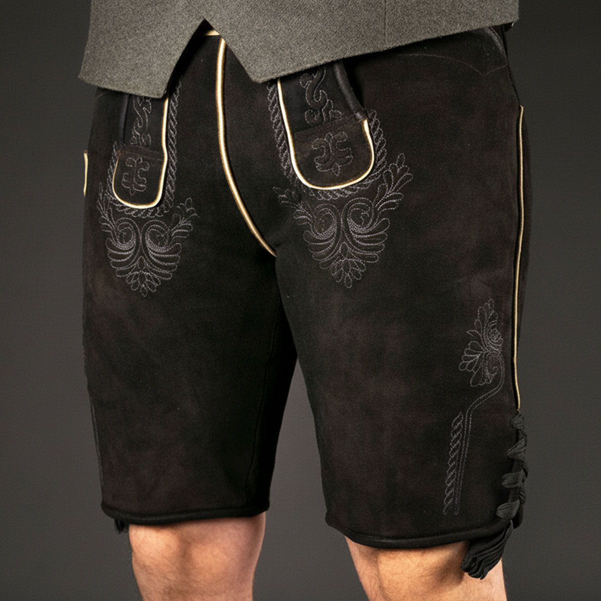 Datschi Trachten Lederhose Eugen Braun Anthrazit