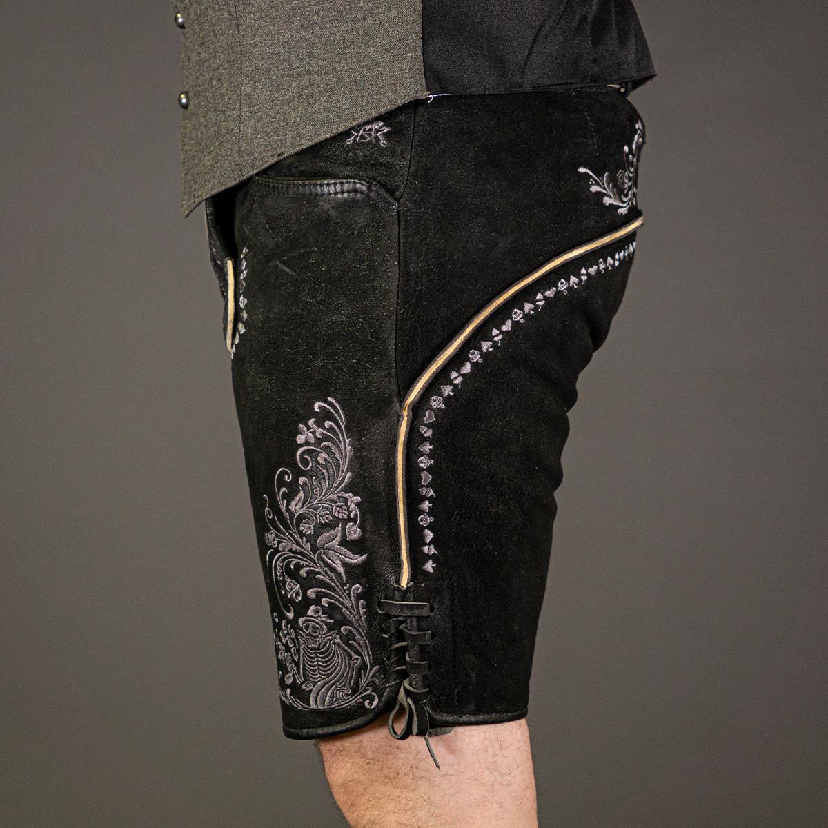 Himmel Arsch und Zwirn Lederhose Boandlkaspar Speckig Kohle Grau - Datschi Trachten