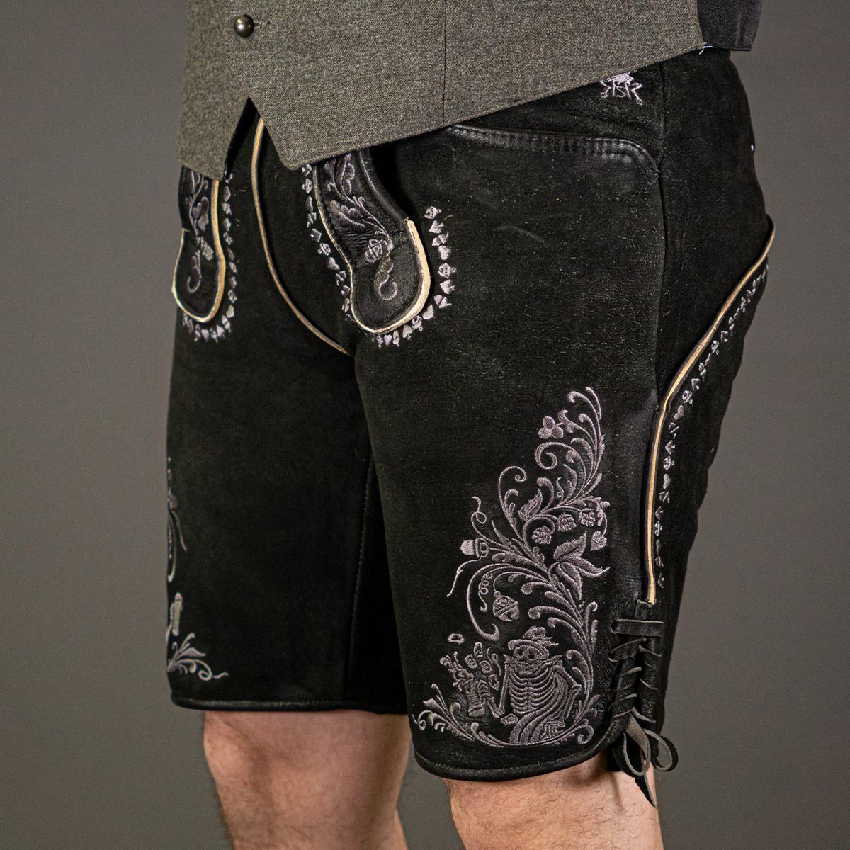 Himmel Arsch und Zwirn Lederhose Boandlkaspar Speckig Kohle Grau - Datschi Trachten