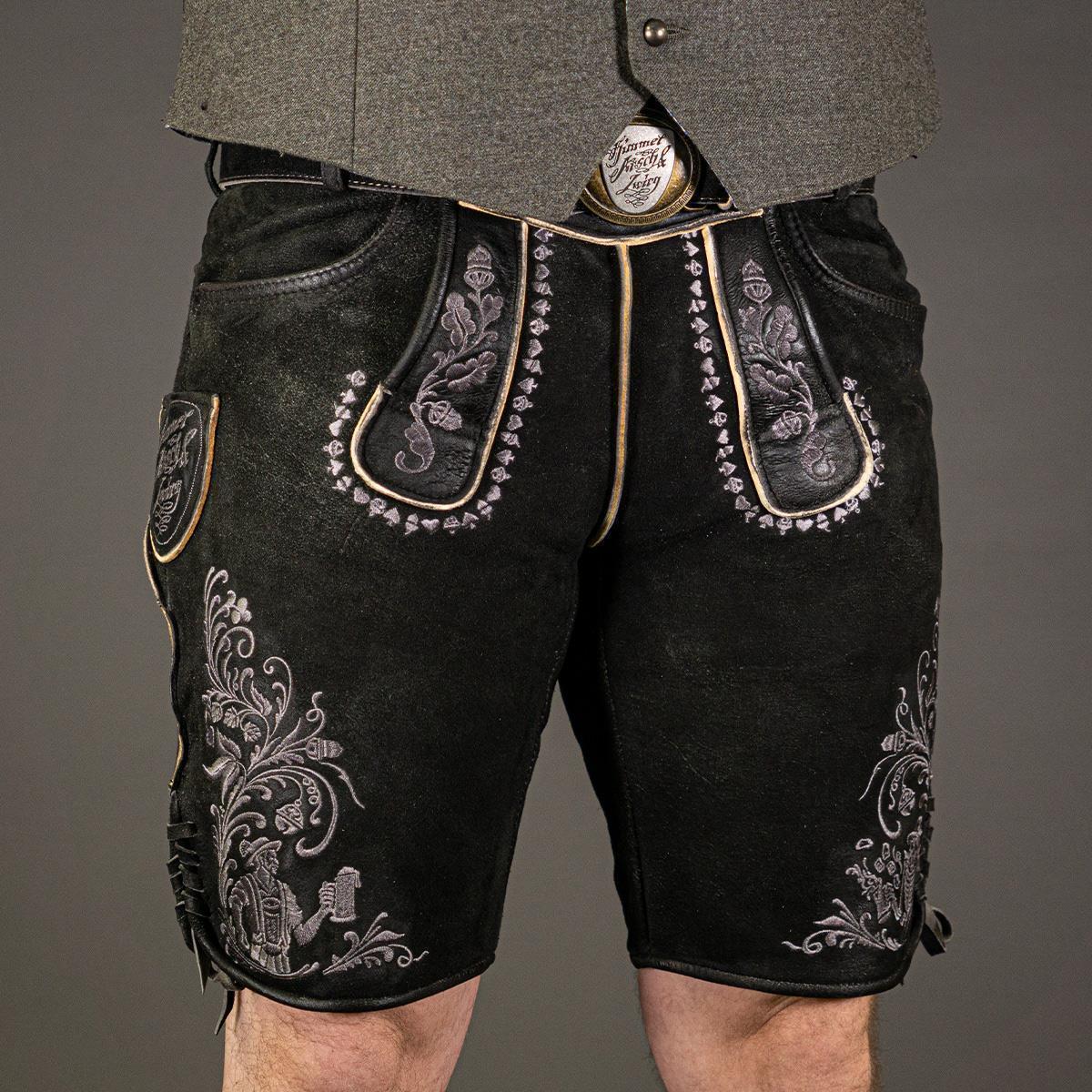 Himmel Arsch und Zwirn Lederhose Boandlkaspar Speckig Kohle Grau - Datschi Trachten