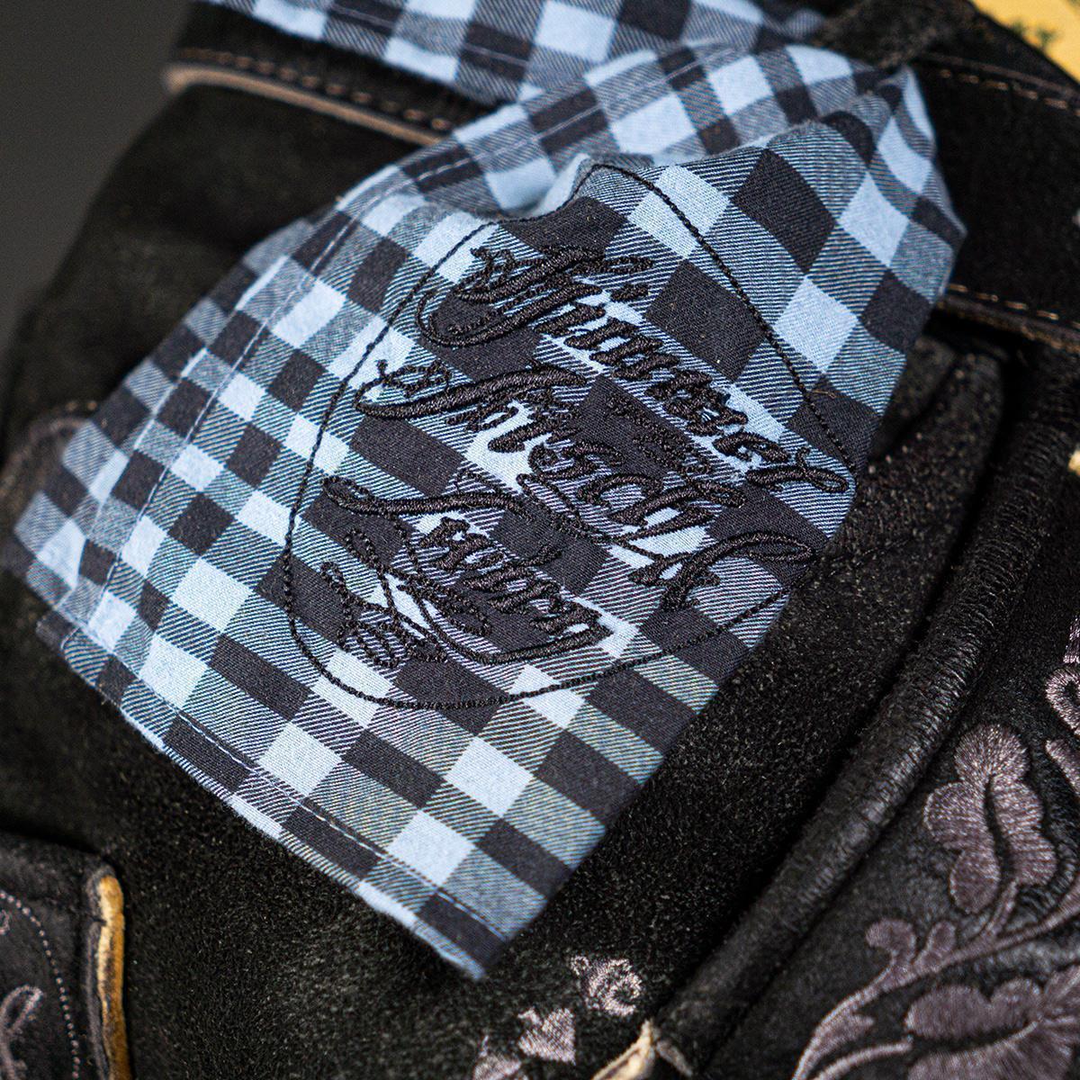 Himmel Arsch und Zwirn Lederhose Boandlkaspar Speckig Kohle Grau - Datschi Trachten