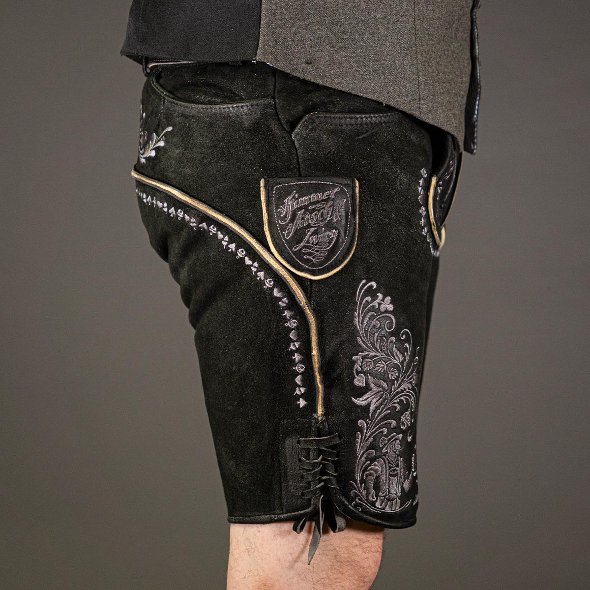 Himmel Arsch und Zwirn Lederhose Boandlkaspar Speckig Kohle Grau - Datschi Trachten