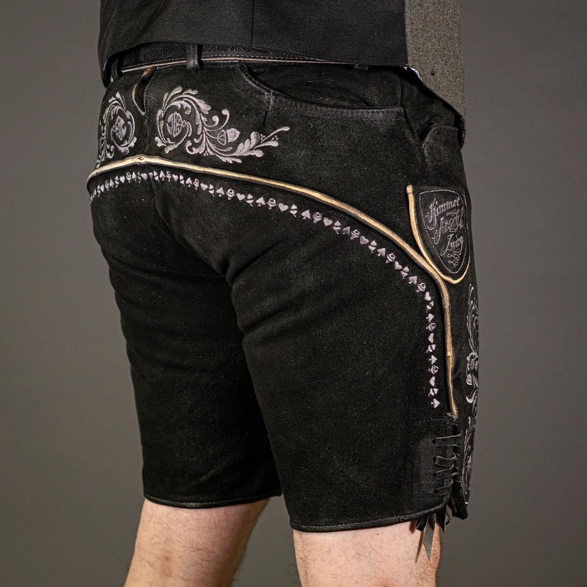 Himmel Arsch und Zwirn Lederhose Boandlkaspar Speckig Kohle Grau - Datschi Trachten