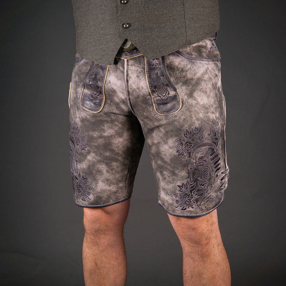 Himmel Arsch und Zwirn Lederhose Boandlkramer Nappato Stein Schwarz - Datschi Trachten