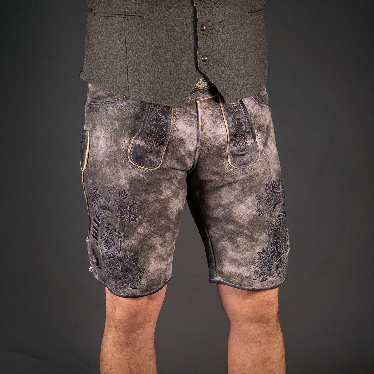 Himmel Arsch und Zwirn Lederhose Boandlkramer Nappato Stein Schwarz - Datschi Trachten