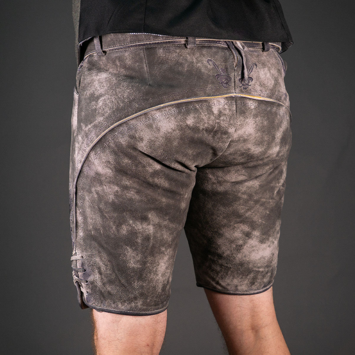 Himmel Arsch und Zwirn Lederhose Boandlkramer Nappato Stein Schwarz - Datschi Trachten