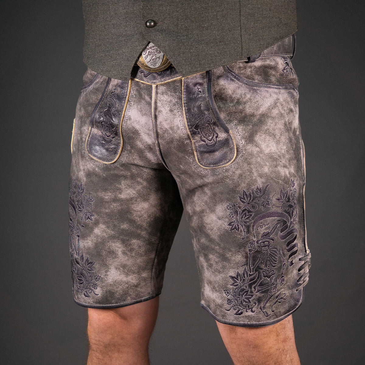 Himmel Arsch und Zwirn Lederhose Boandlkramer Nappato Stein Schwarz - Datschi Trachten