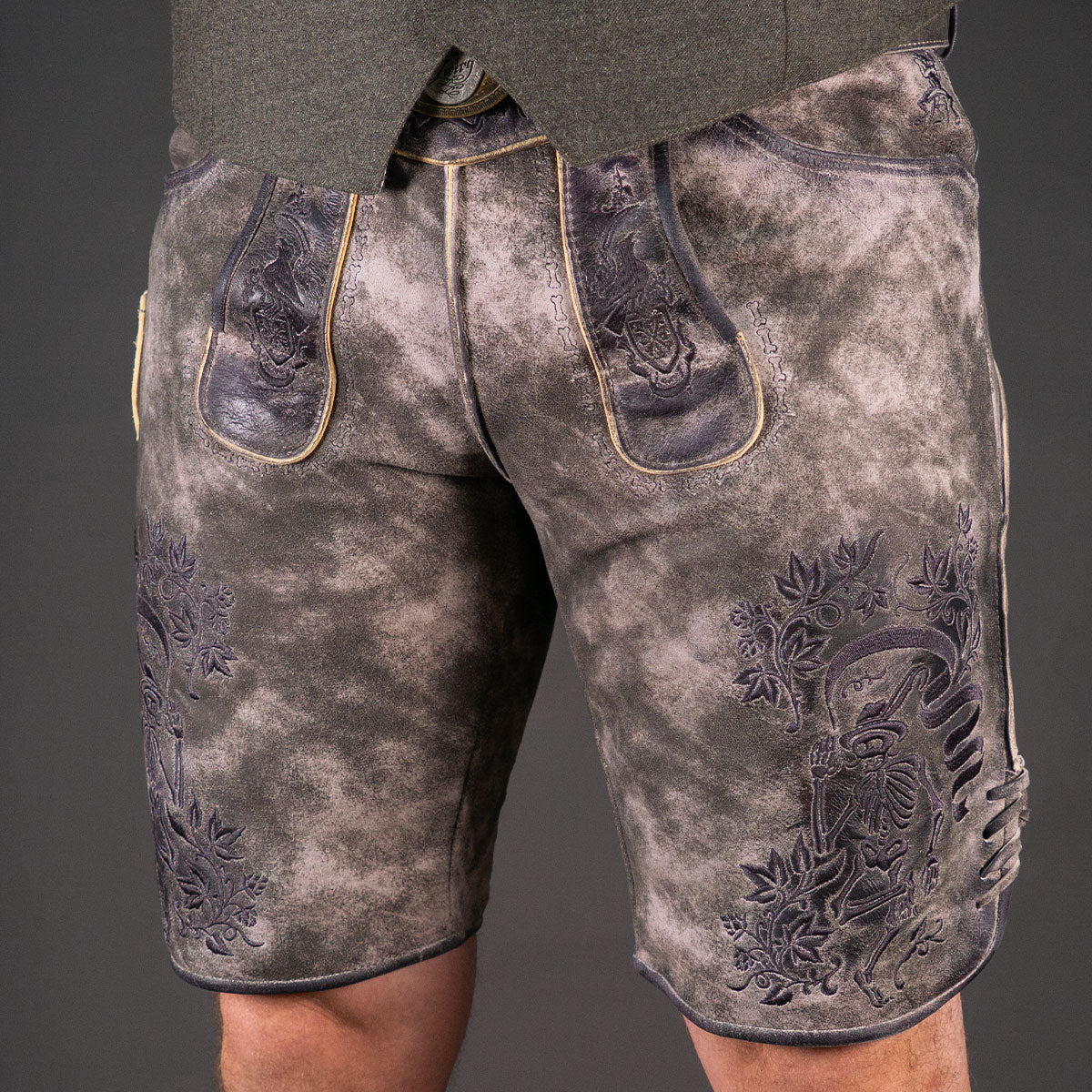 Himmel Arsch und Zwirn Lederhose Boandlkramer Nappato Stein Schwarz - Datschi Trachten