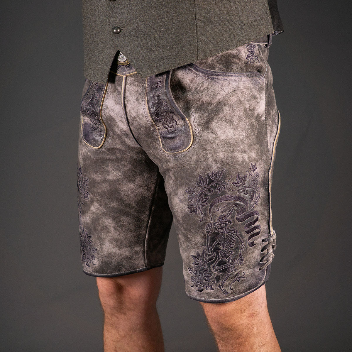 Himmel Arsch und Zwirn Lederhose Boandlkramer Nappato Stein Schwarz - Datschi Trachten