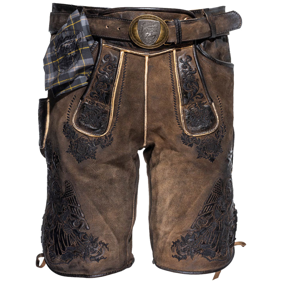 Himmel Arsch und Zwirn Lederhose St. Virtus Rustik Panther Schwarz - Datschi Trachten