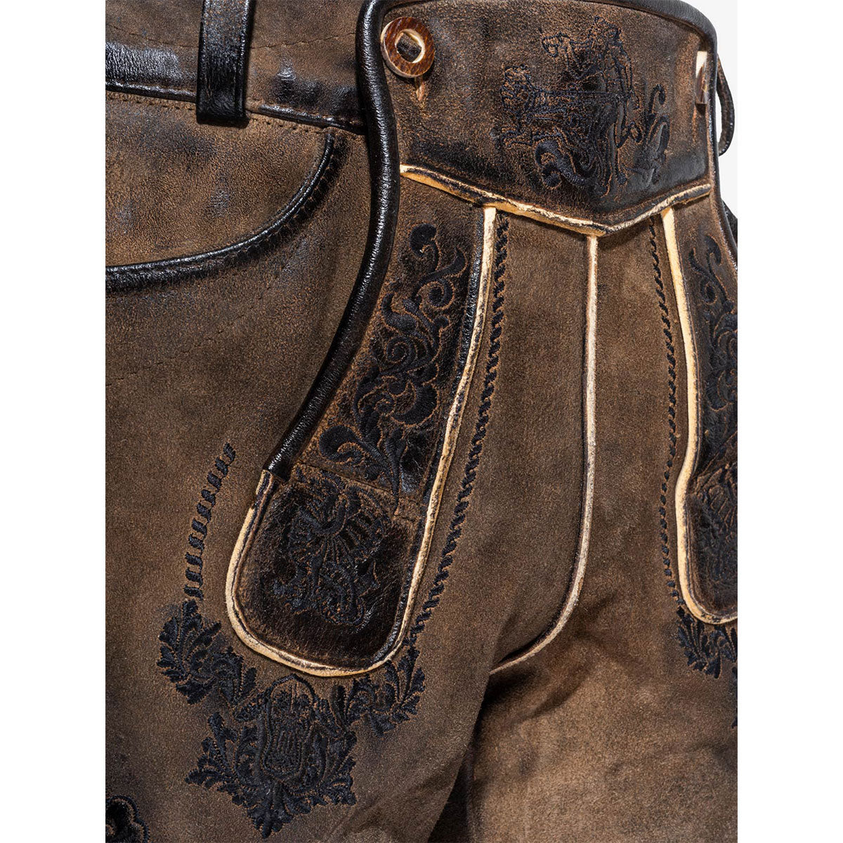 Himmel Arsch und Zwirn Lederhose St. Virtus Rustik Panther Schwarz - Datschi Trachten