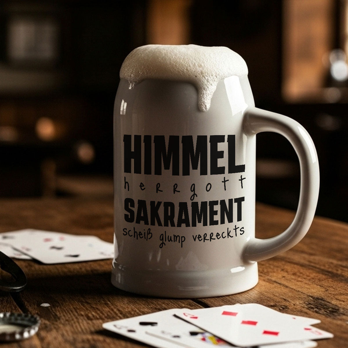 Himmel Herrgott Sakrament Bierkrug 0,5L - Datschi Trachten