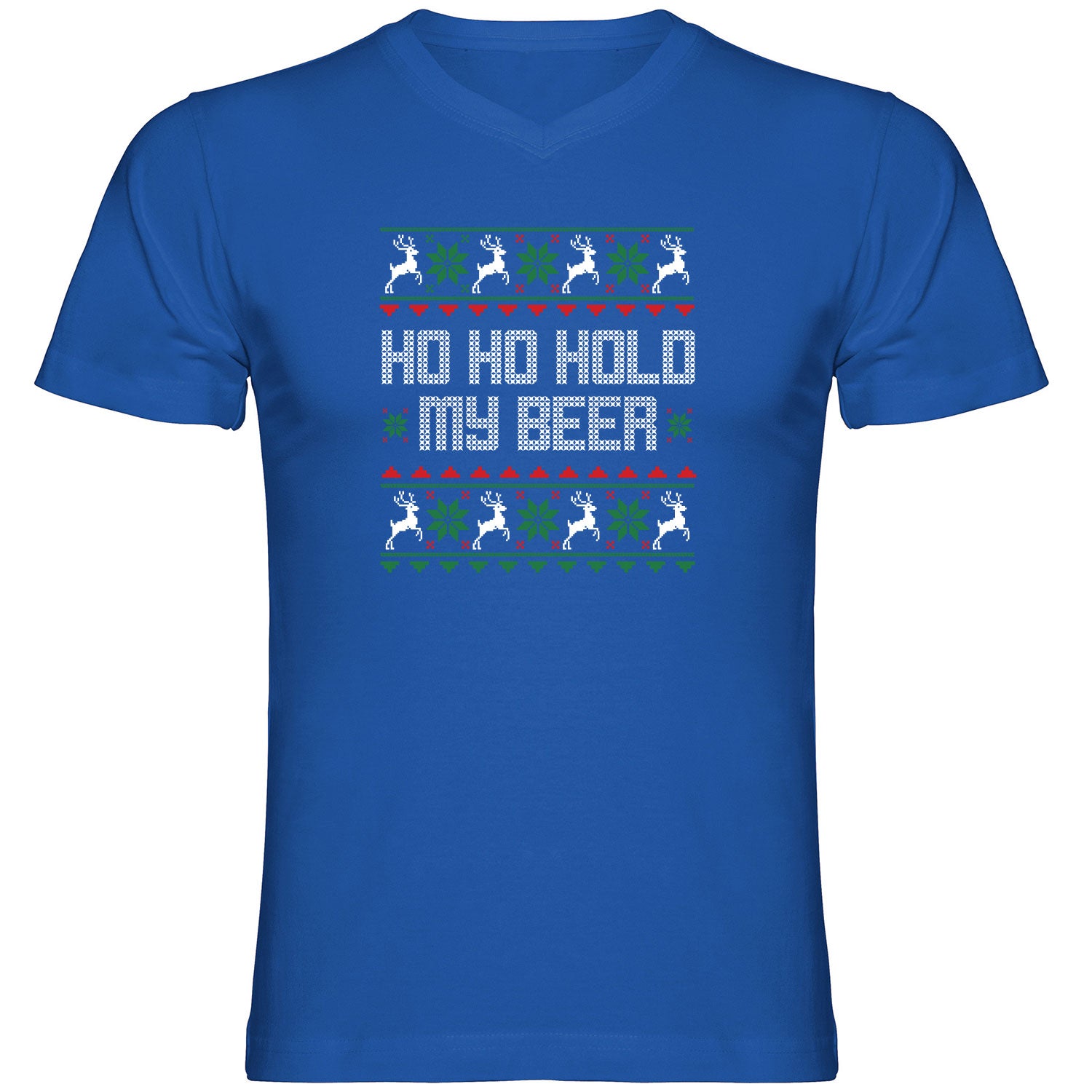 Hold my Beer Ugly Christmas Herren Tshirt V-Ausschnitt - Datschi Trachten