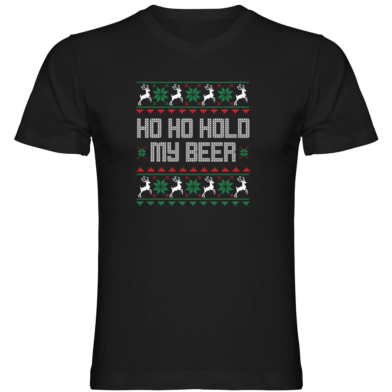 Hold my Beer Ugly Christmas Herren Tshirt V-Ausschnitt - Datschi Trachten