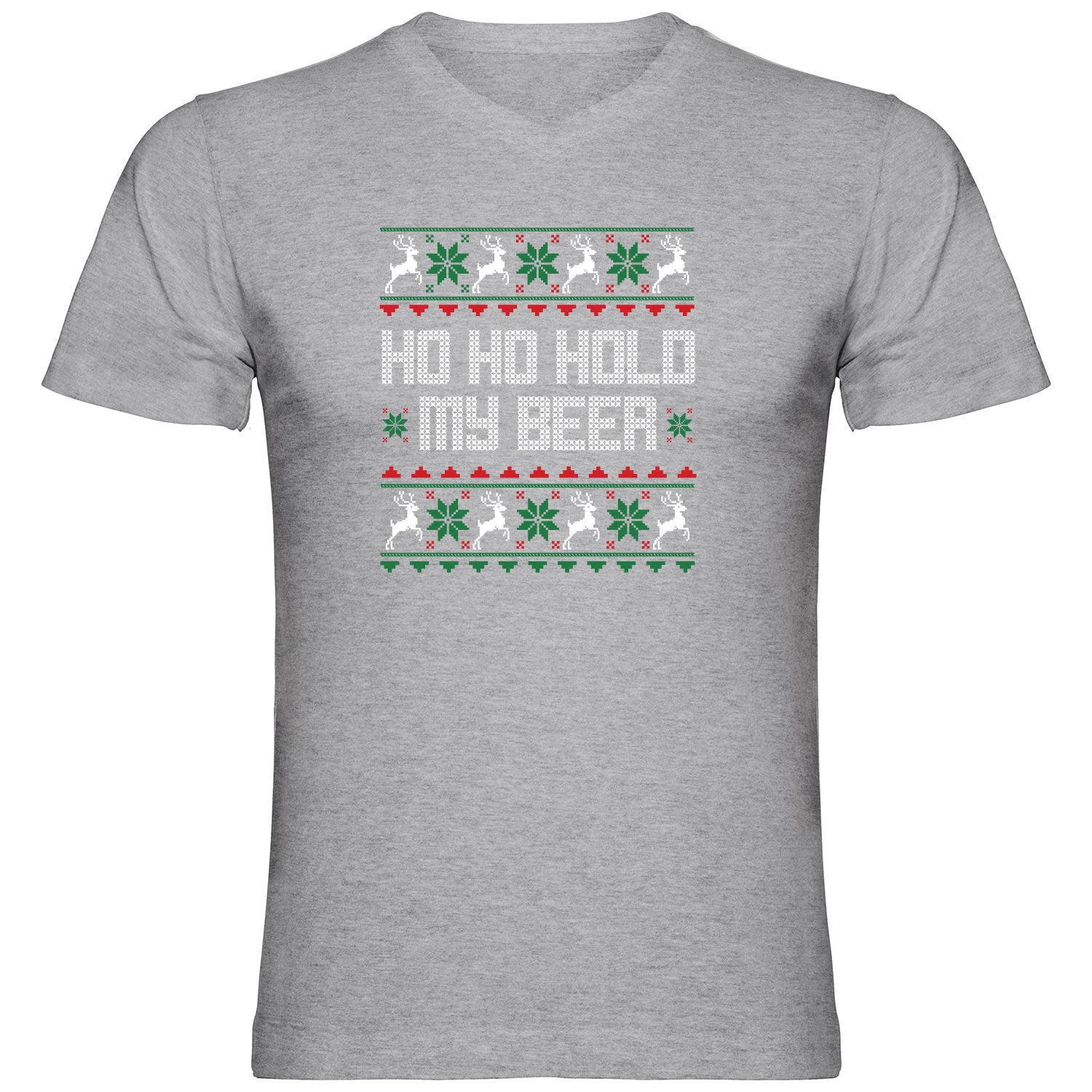 Hold my Beer Ugly Christmas Herren Tshirt V-Ausschnitt - Datschi Trachten